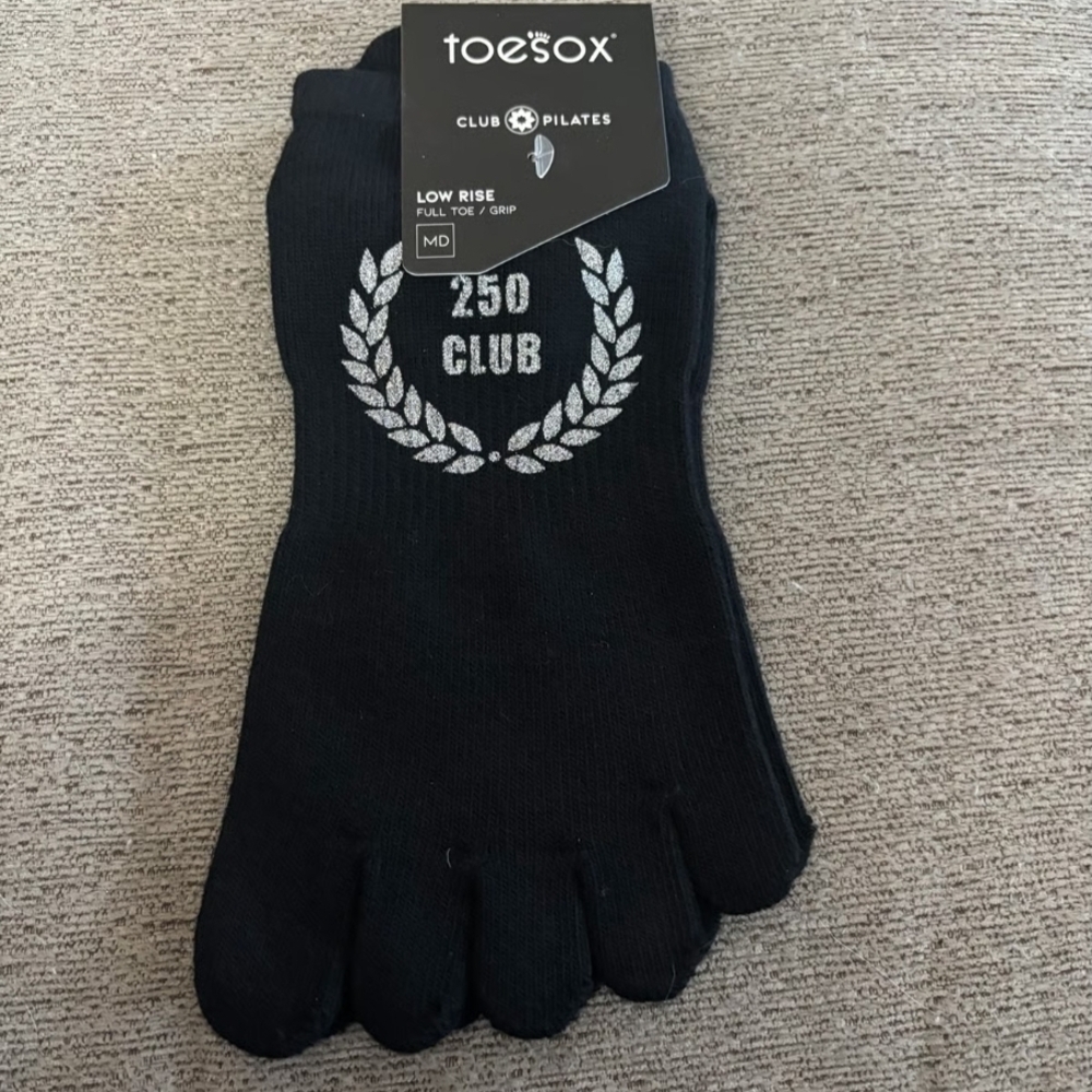 ToeSox Black Low Rise Toe Socks with Silver Accents